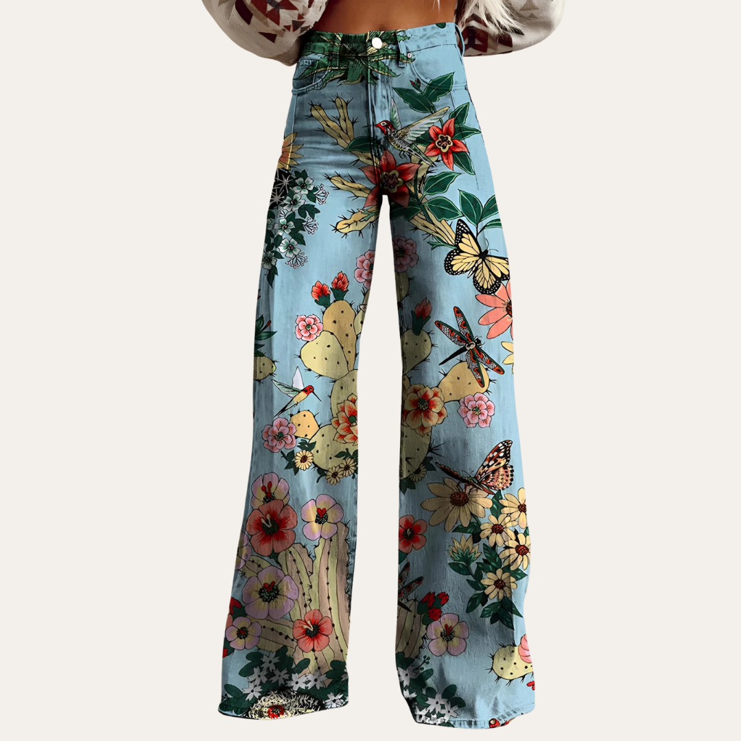 Blumenmuster Schlaghosen für Damen | Vestea