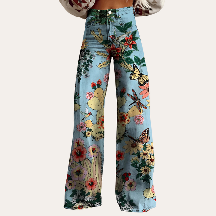Blumenmuster Schlaghosen für Damen | Vestea