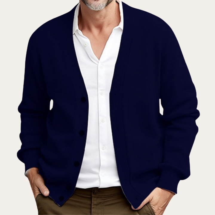 Herren Strickjacke V-Ausschnitt Knöpfe Basic | Vestea