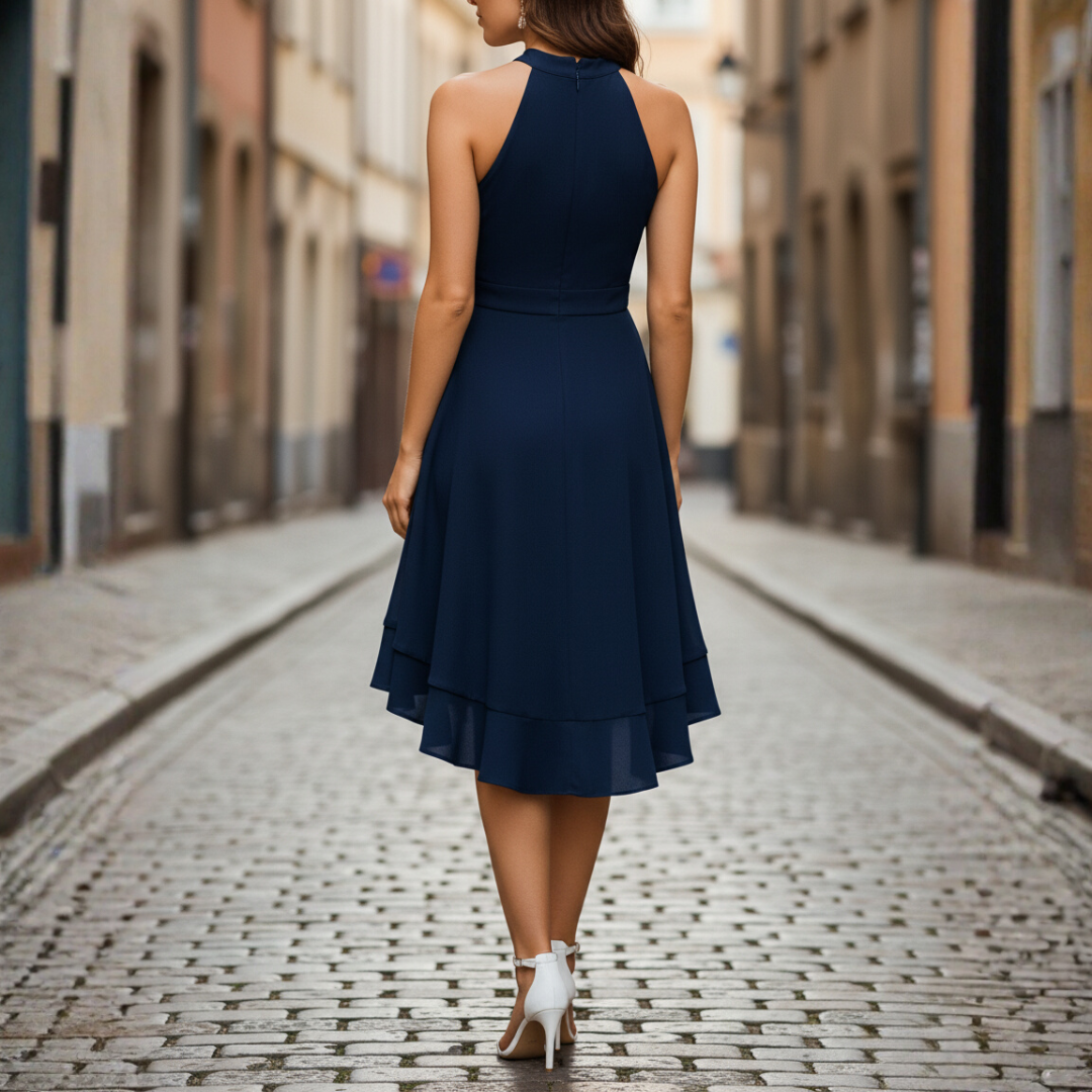 Damenkleid mit Halterneck und Stufenrock | Vestea