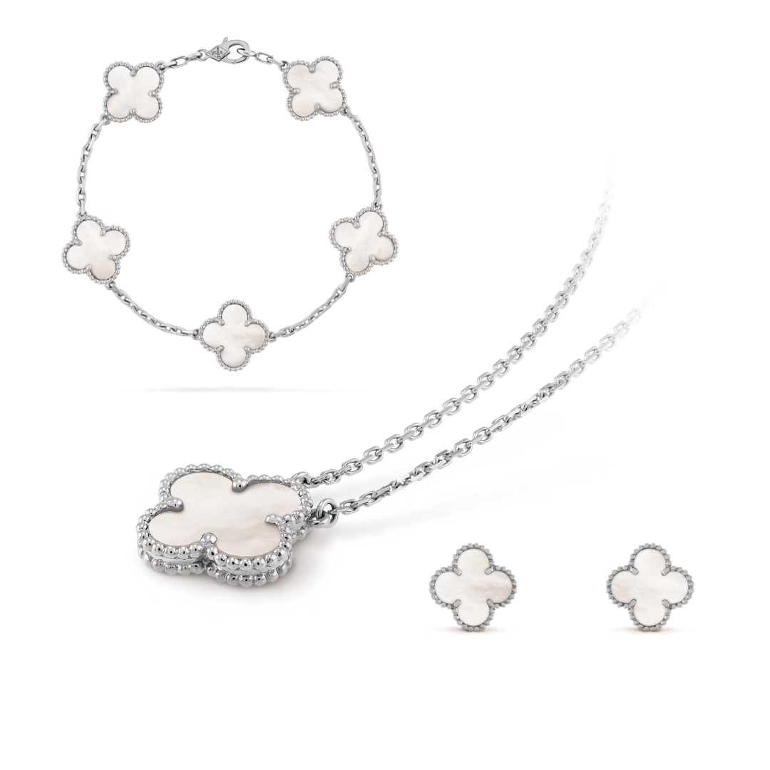 Juego de joyería para mujer en acero inoxidable hipoalergénico collar pulsera pendientes