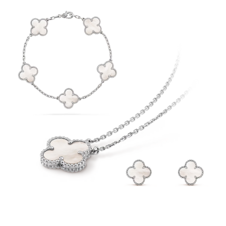 Juego de joyería para mujer en acero inoxidable hipoalergénico collar pulsera pendientes