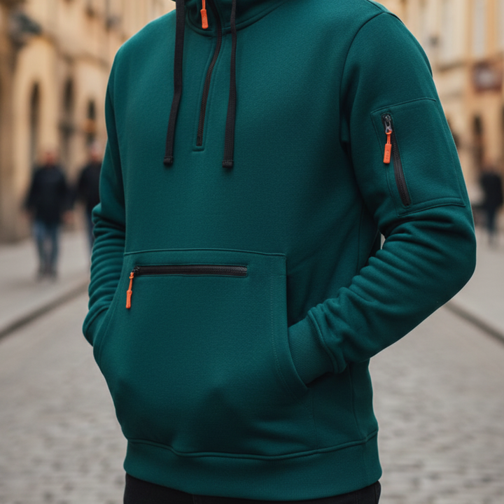 Herren Kapuzenjacke mit Reißverschluss sportliche Jacke mit Taschen | Vestea