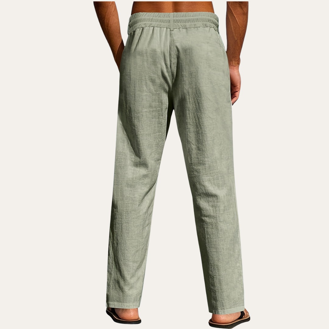 Herren Leinenhose mit Knöpfen, Atmungsaktive Sommerhose  | Vestea