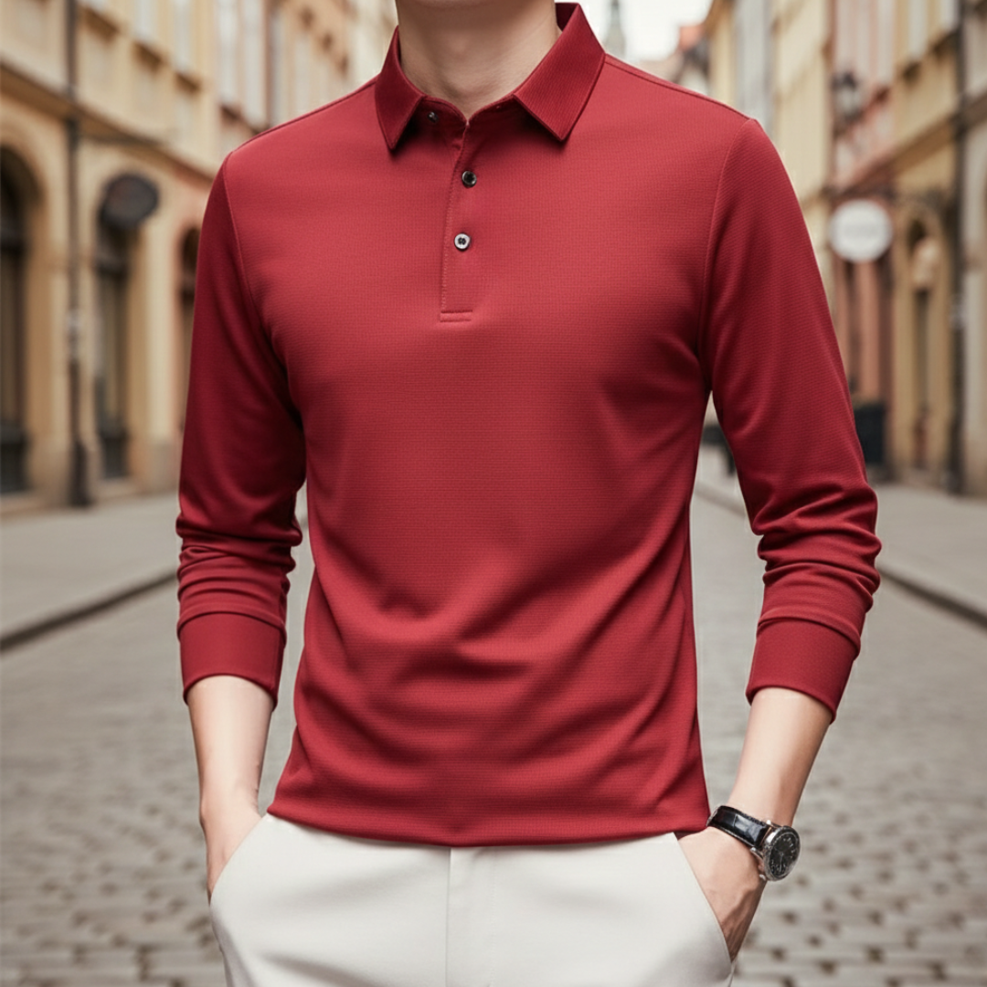 Camiseta de manga larga para hombre tipo polo de alto rendimiento