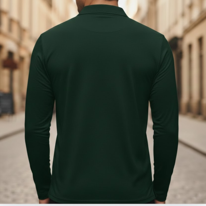 Mens Polo Shirt Lightweight Long Sleeve Athletic Casual Wear