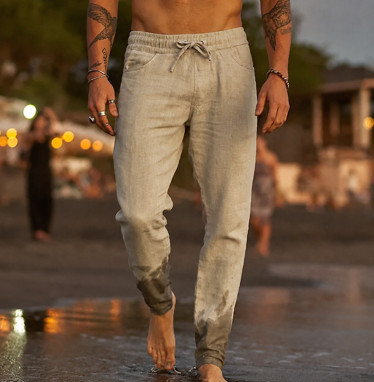 Men's Relaxed Linen Drawstring Pants