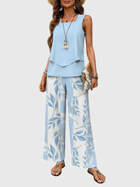 Women's Two-Piece Set Sleeveless Slim Fit Button-Up Summer