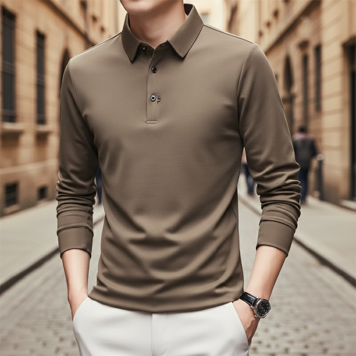 Camiseta de manga larga para hombre tipo polo de alto rendimiento