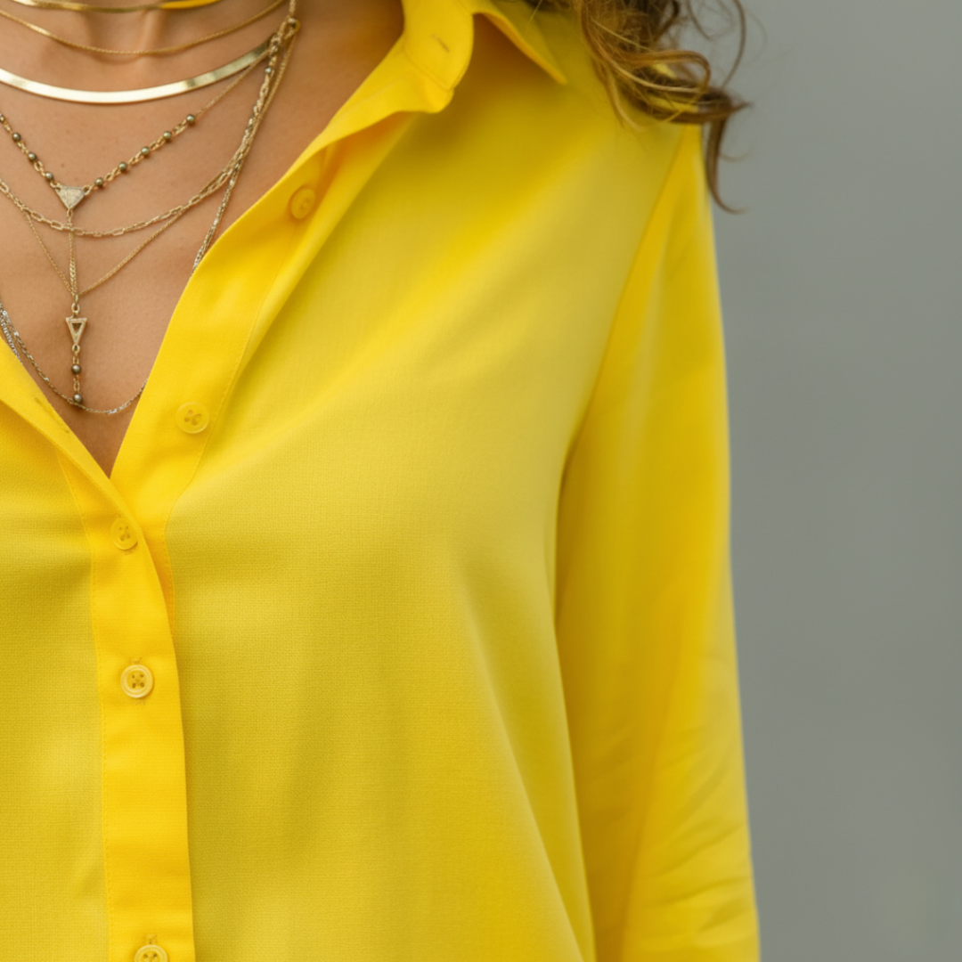 Blusa de gasa para mujer con botones delanteros