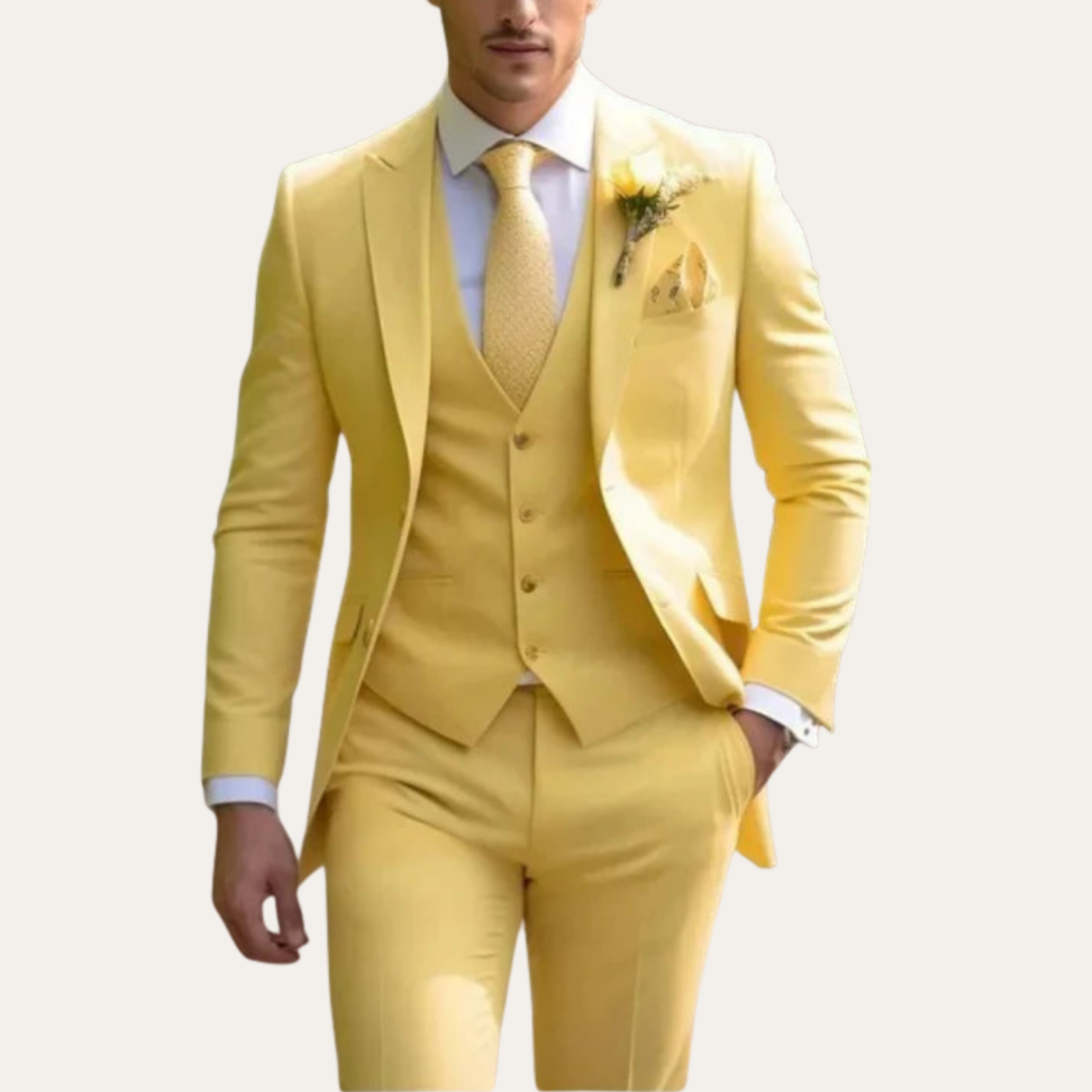 Herren 3-Teiler Anzug Slim Fit Hochzeit Business Polyester | Vestea