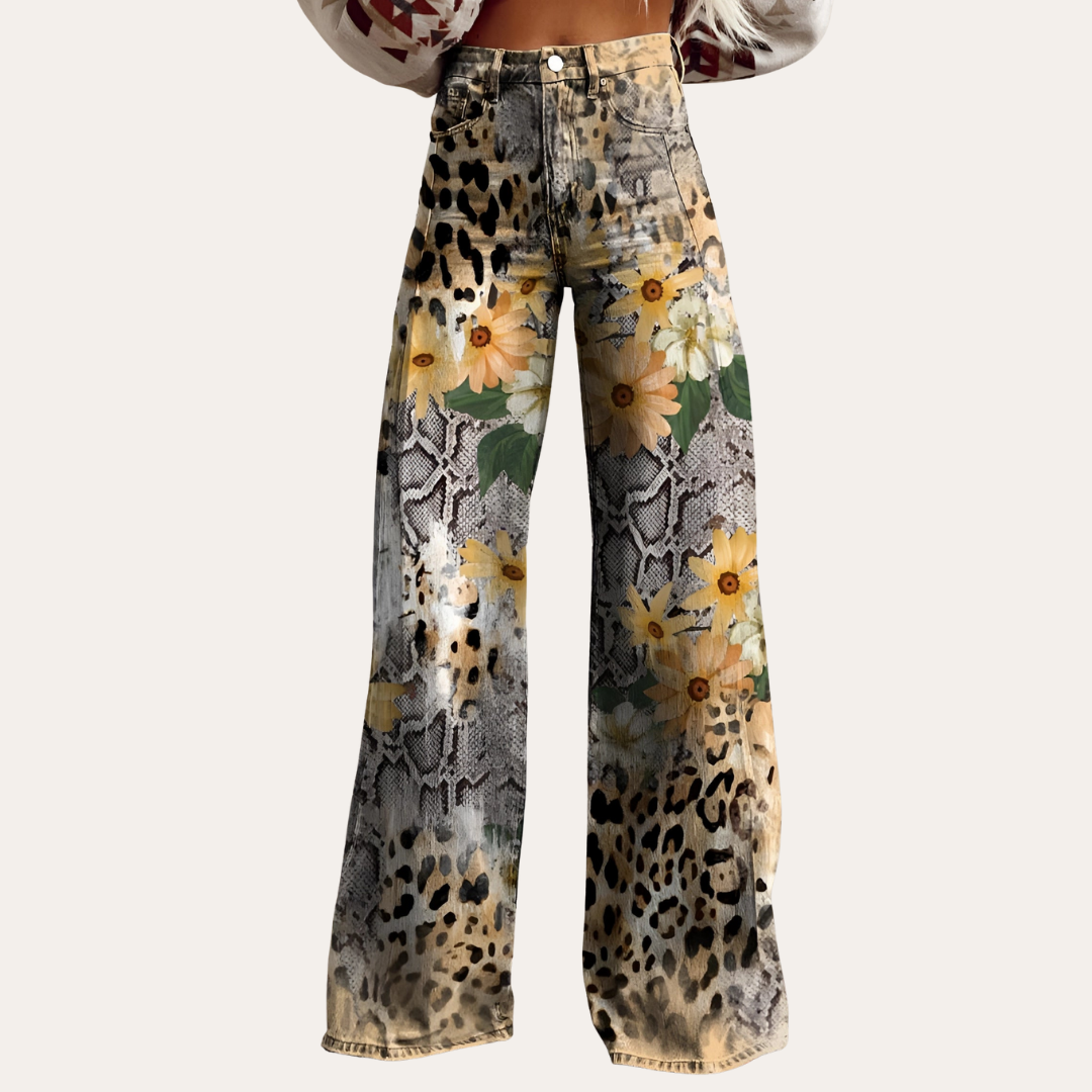 Blumenmuster Schlaghosen für Damen | Vestea