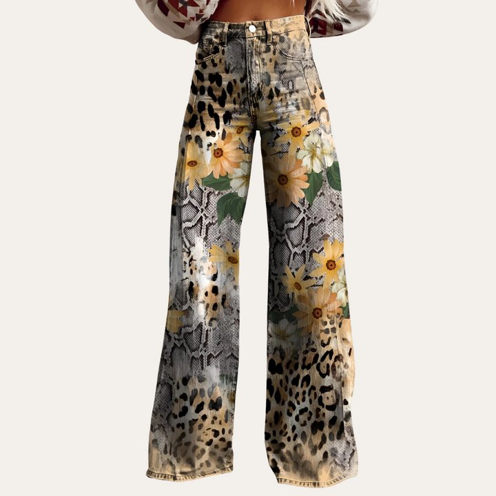 Blumenmuster Schlaghosen für Damen | Vestea