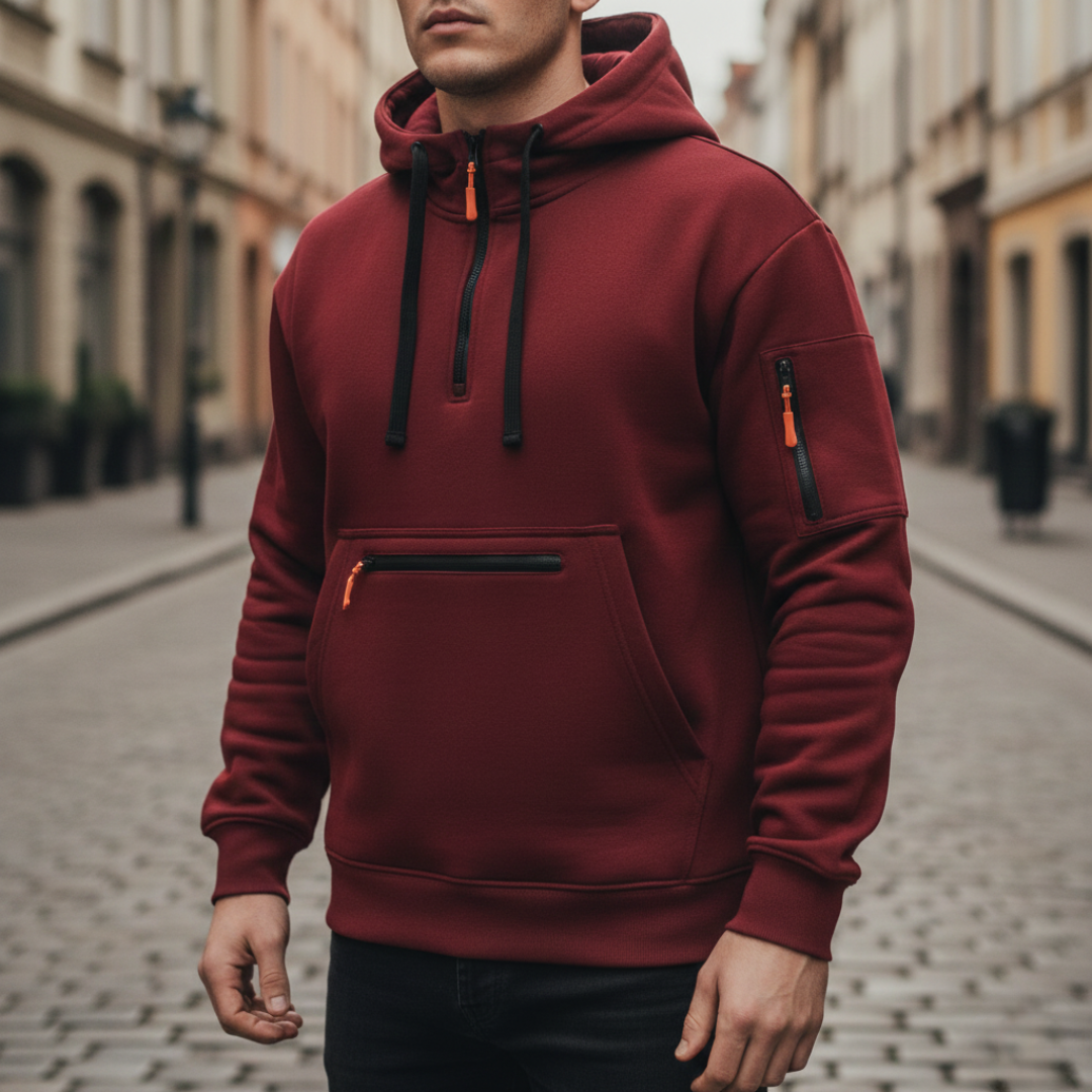 Herren Kapuzenjacke mit Reißverschluss sportliche Jacke mit Taschen | Vestea