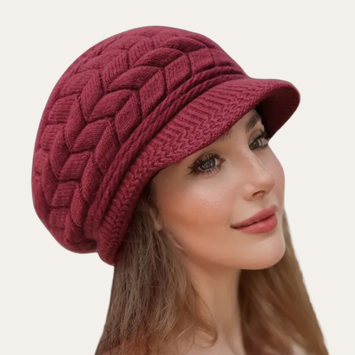 Strickmütze mit Zopfmuster für Damen | Vestea