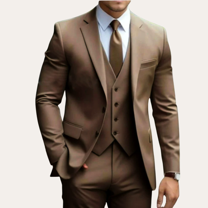 Herren Slim Fit Business Anzug Dreiteilig Wolle | Vestea