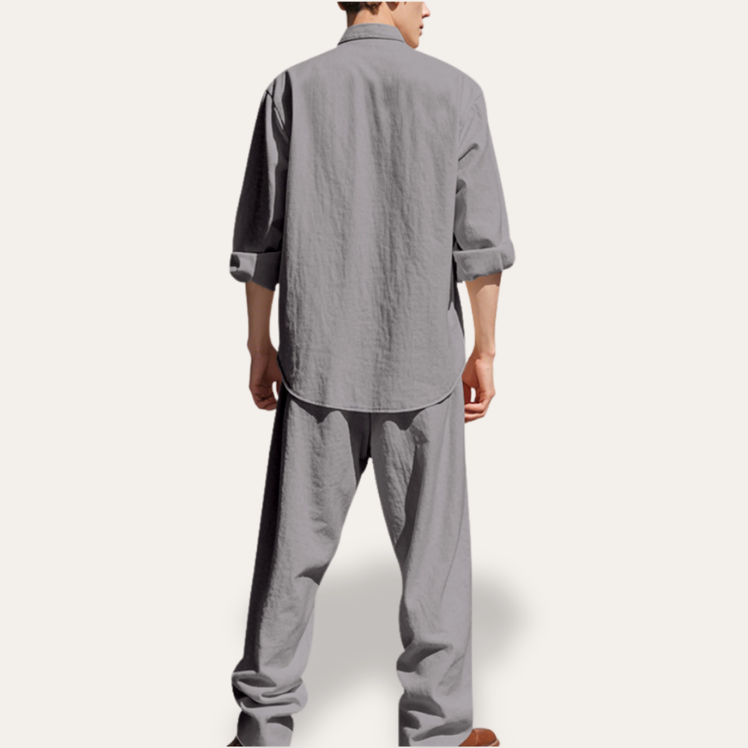 Herren Leinen Set, Atmungsaktives Hemd und Hose | Vestea