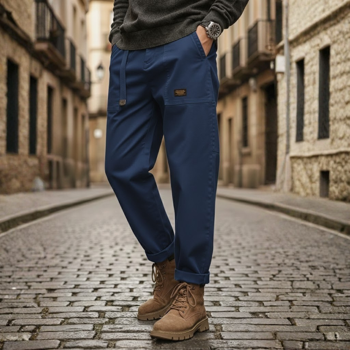 Pantalon cargo en coton à lavage vintage coupe décontractée pour homme