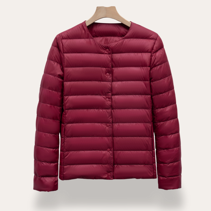 Damen Steppjacke Ultraleicht Rundhalsausschnitt mit Druckknöpfen | Vestea
