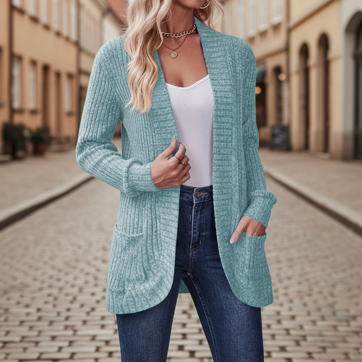 Offene, langärmelige Strickjacke für Damen | Vestea