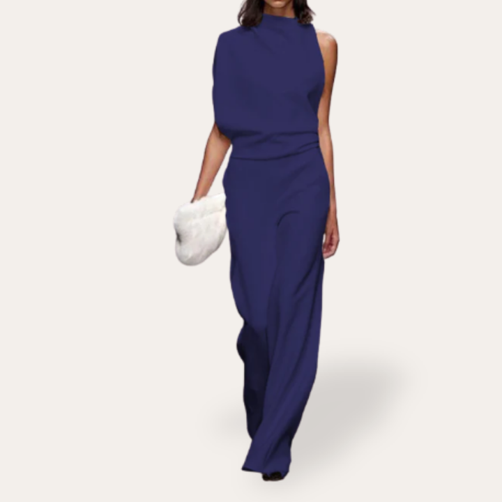 Damen Ein-Schulter Jumpsuit Elegant Weitbein Festlich | Vestea