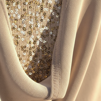 Blouse Long Sleeve Sequin Draped Neck Relaxed Fit Women