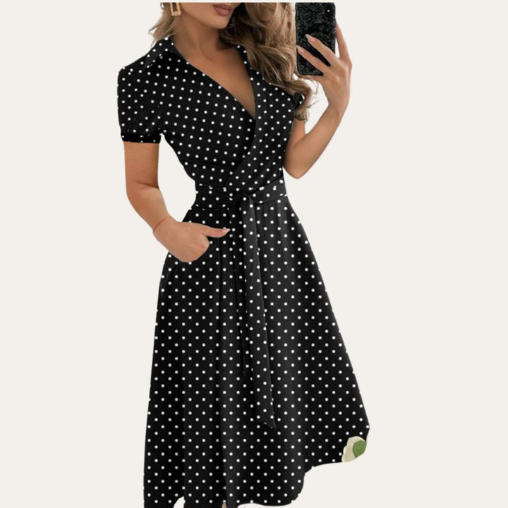 Damen Leinen Wickelkleid Kurzarm | Vestea