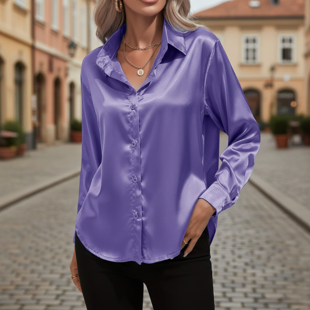 Damen Satin Bluse Langarm | Vestea