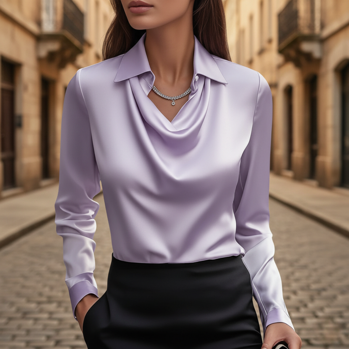 Damen Bluse mit Wasserfallausschnitt Elegant | Vestea