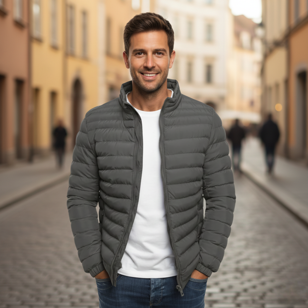 Gesteppte Herren-Winterjacke mit Fleecefutter, modische Outdoorjacke | Vestea