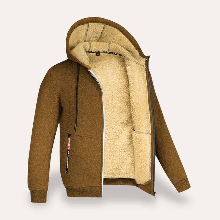 Herren Winterjacke Fleece Gefüttert Reißverschluss Kapuze Freizeit | Vestea
