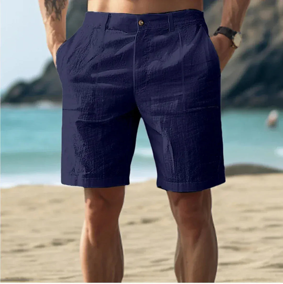 Men's Linen Shorts Drawstring Elastic Waist Relaxed Fit