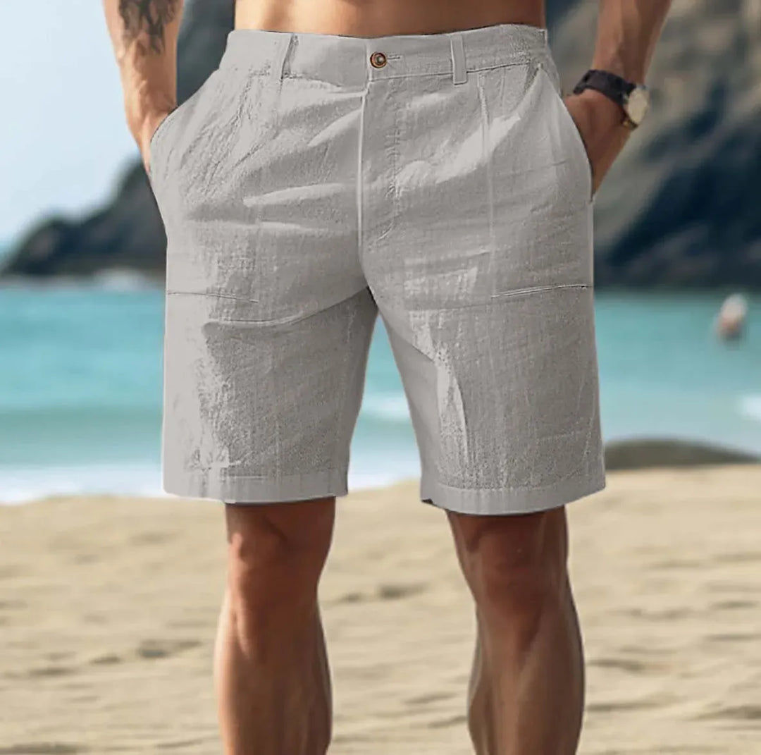 Men's Linen Shorts Drawstring Elastic Waist Relaxed Fit