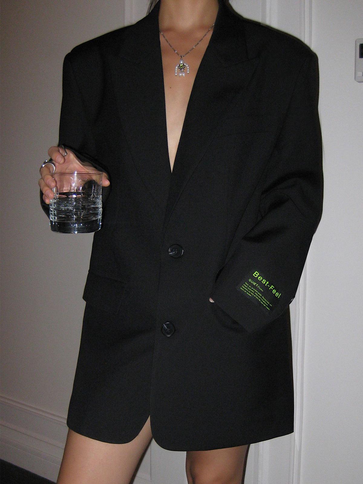 Blazer femme à larges revers manches longues ajusté