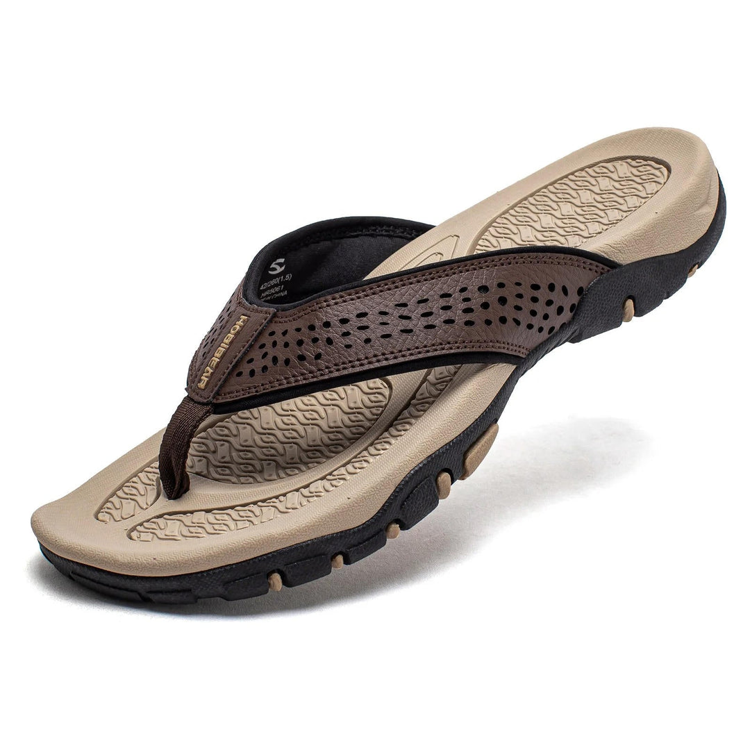 Chanclas para hombre de nobuk sintético, resistentes al agua, con soporte para el arco, plantilla acolchada y suela antideslizante – Casual para playa