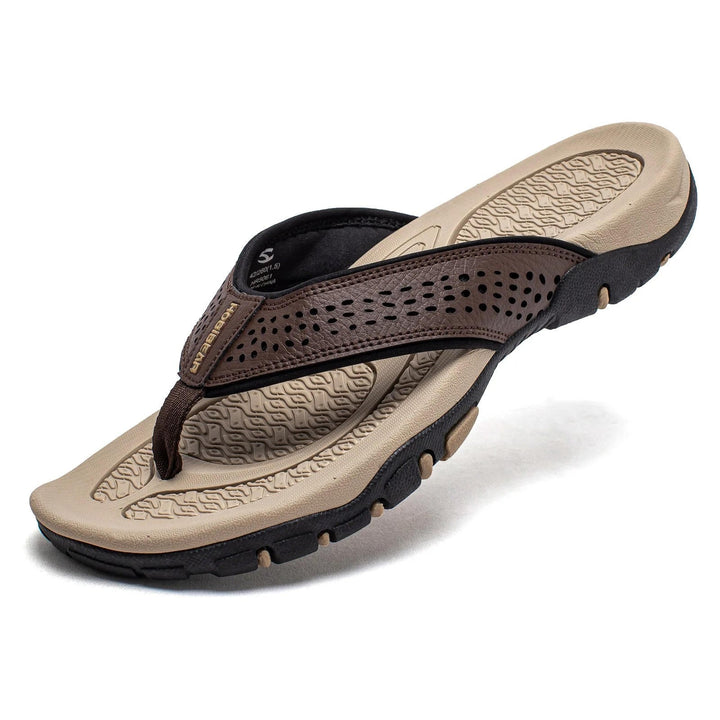 Chanclas para hombre de nobuk sintético, resistentes al agua, con soporte para el arco, plantilla acolchada y suela antideslizante – Casual para playa