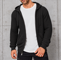 Sudadera de punto masculina con capucha, cremallera y tejido gofrado | Aislante