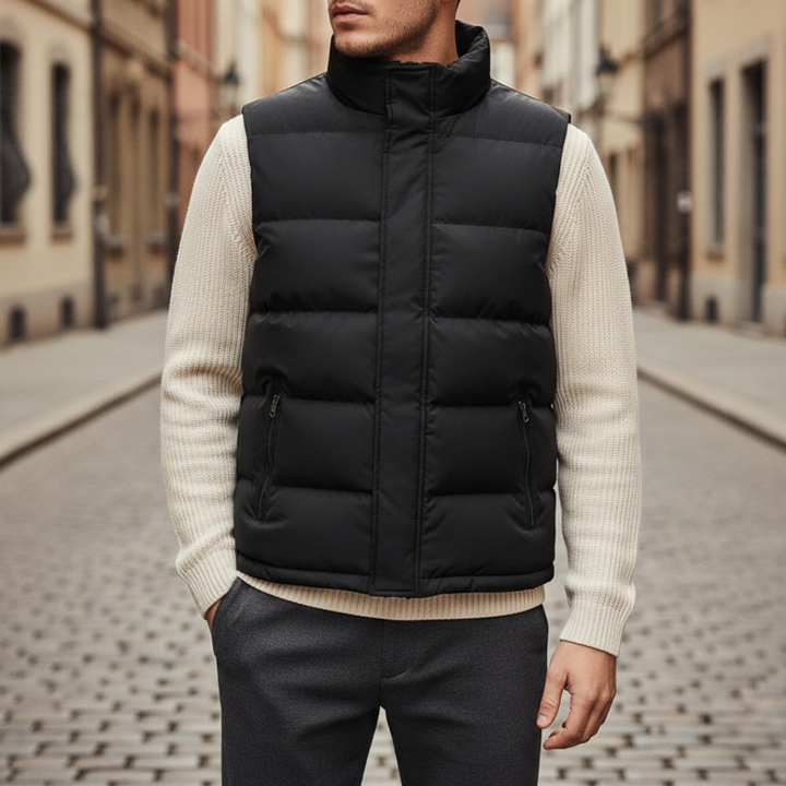 Chaleco Acolchado Sin Mangas con Cremallera y Bolsillos para Hombre