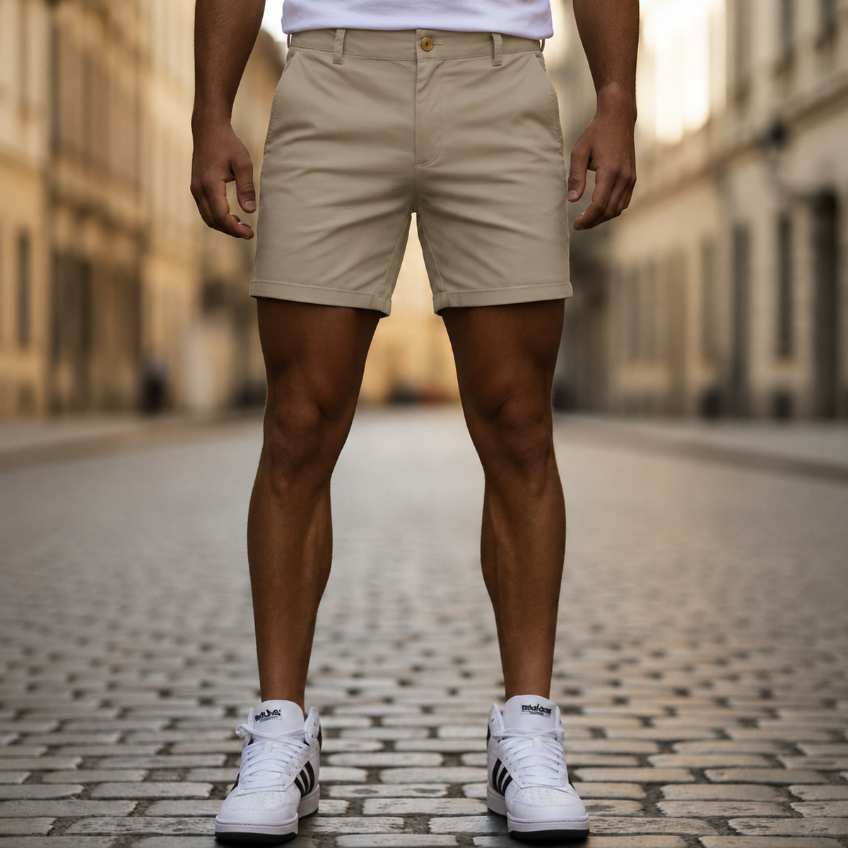 Shorts chino décontractés pour homme en coton et polyester