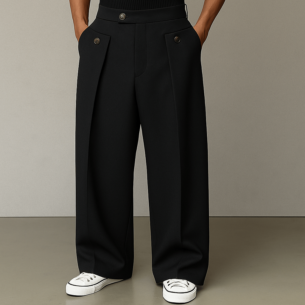 Men's Wide-Leg Trousers Pants Detail