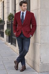Men's Classic Herringbone Tweed Blazer | Notched Lapel Tailored