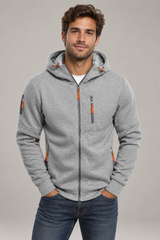 Men's Warm Zip-Up Hoodie | Chest Pocket Casual Fit