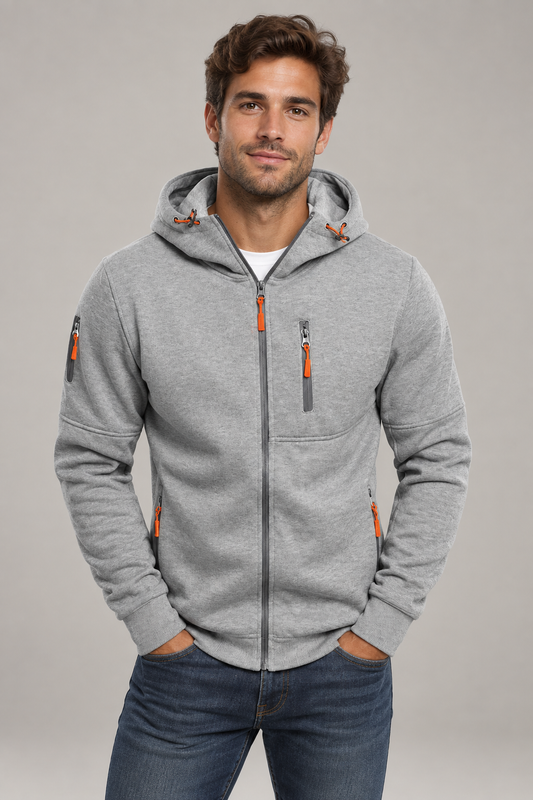Sweat à capuche chaud pour homme, zippé | Coupe décontractée avec poche poitrine