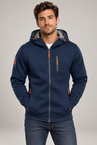 Men's Warm Zip-Up Hoodie | Chest Pocket Casual Fit