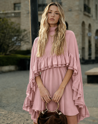 Women's Layered Chiffon Ruffle Mini Dress | Cloak
