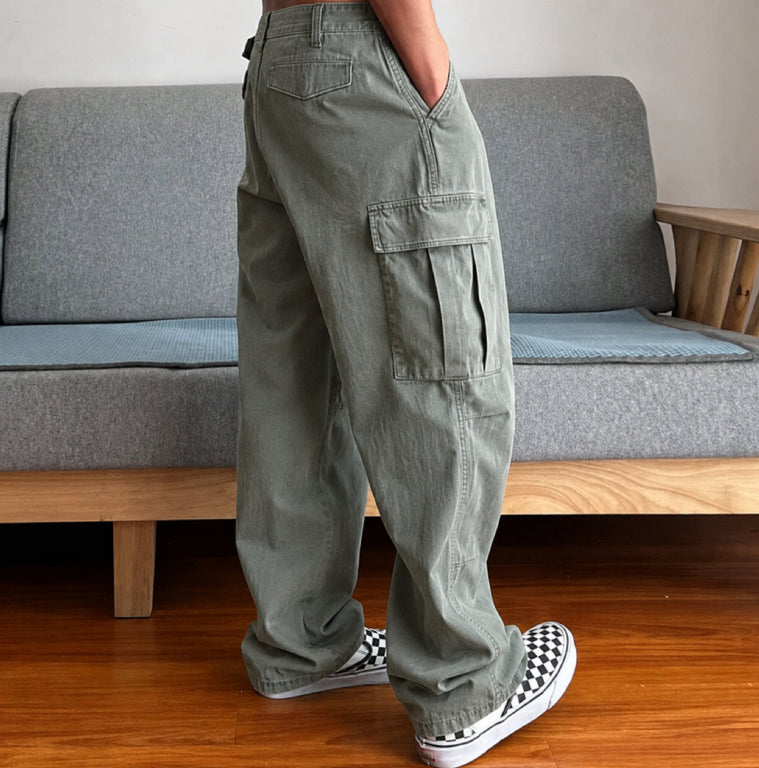Men's Loose Fit Washed Cargo Pants