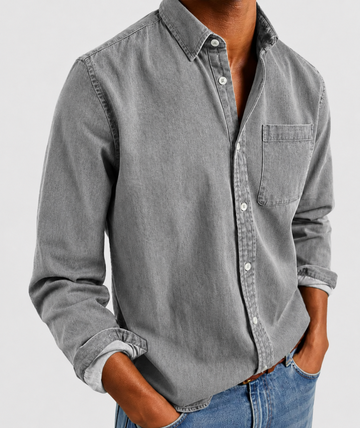 Men's Vintage Cotton Chambray Shirt Top