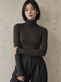 Women's Wool-Blend Turtleneck Sheer Sweater