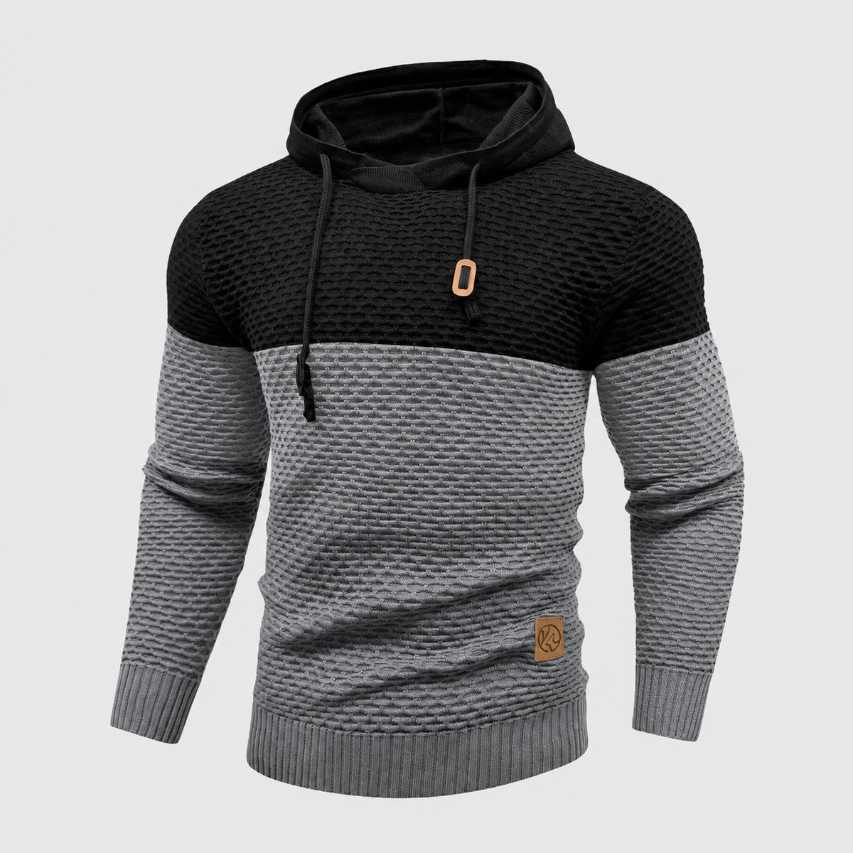 Pull tricoté à trois tons pour homme | Sweat à capuche en tricot rayé