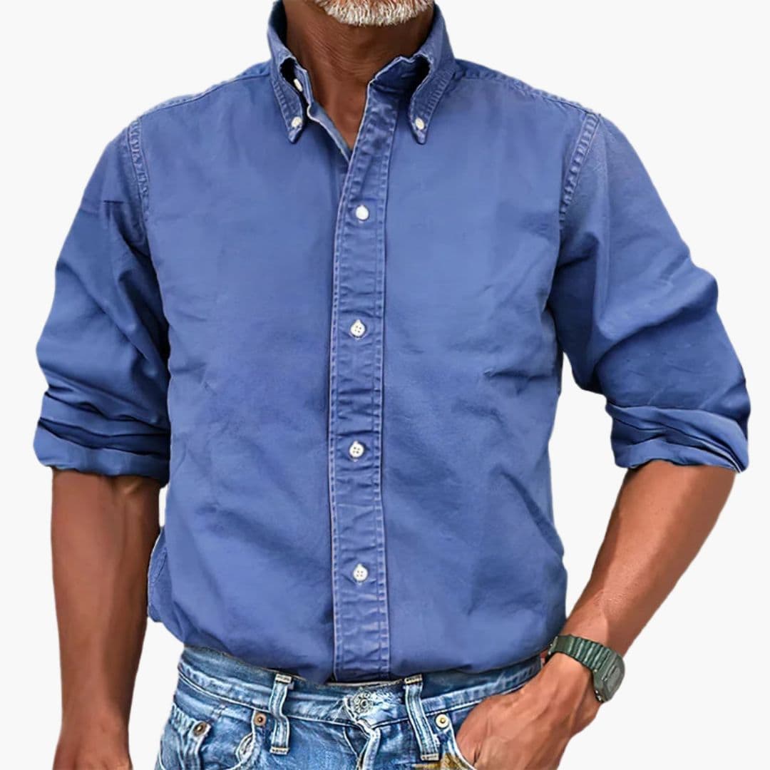 Chemise homme effet délavé manches longues boutonnée décontractée